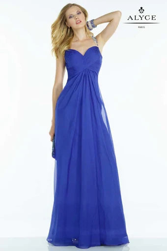ALYCE Paris 1120 Sapphire Illusion Chiffon Dress Sapphire / 6