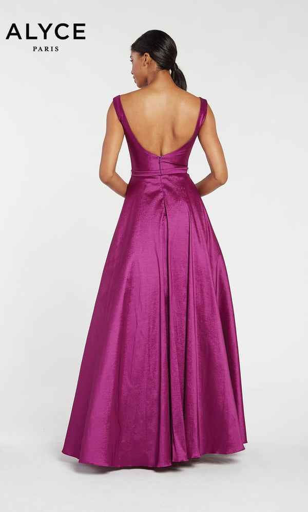 ALYCE Paris 1428 Sapphire Blue Boat Neck Modest Evening Gown Alyce Paris 