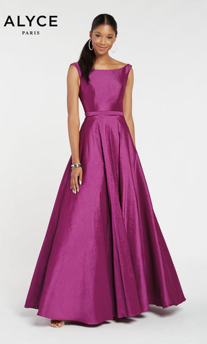 ALYCE Paris 1428 Sapphire Blue Boat Neck Modest Evening Gown Alyce Paris 