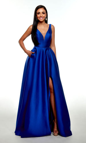 ALYCE Paris 1704 Royal Blue V-Neck A-Line Dress Alyce Paris 