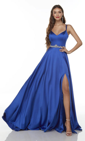 Alyce Paris 1731 Royal Blue Satin A-Line Dress Alyce Paris 