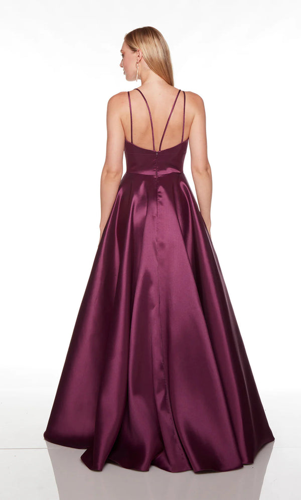 ALYCE Paris 1754 Black Plum Simple Elegance Mikado Sweetheart A-line Dress 