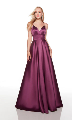 ALYCE Paris 1754 Black Plum Simple Elegance Mikado Sweetheart A-line Dress 
