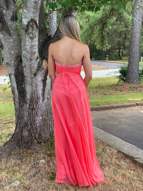 ALYCE Paris 35587 Coral Jeweled Sweetheart Chiffon Dress Alyce Paris 