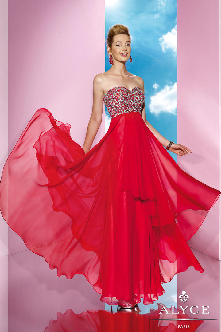 Alyce Paris 35620 Geranium Pink Flowy Chiffon Dress