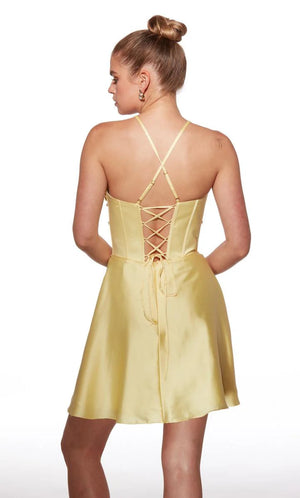 ALYCE Paris 40063 Ruched Satin A-Line Cocktail Dress Alyce Paris 