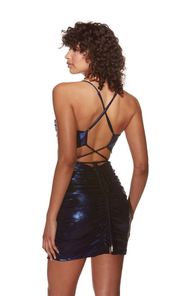 ALYCE Paris 4845 Metallic Corset Cocktail Dress Alyce Paris 