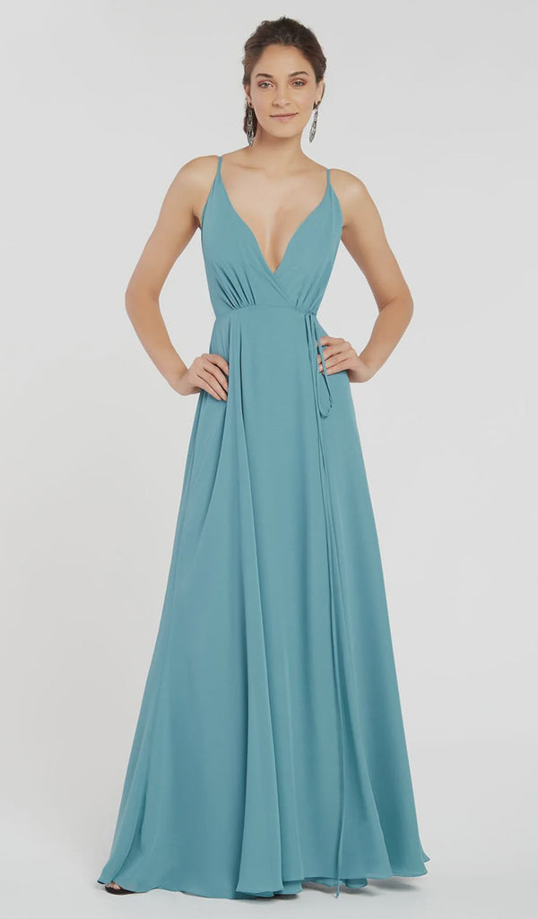 ALYCE Paris 60456 Premier Blue Chiffon Wrap Dress Alyce Paris 