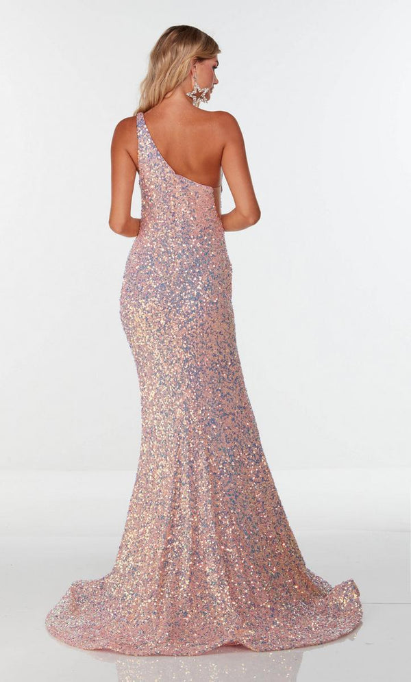 Alyce Paris 61114 Vintage Opal Iridescent Pink Sequin  Dress Back 