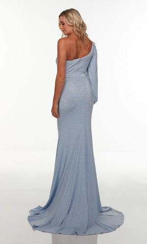 ALYCE Paris 61151 Navy Blue One Shoulder Long Sleeve Dress Alyce Paris 