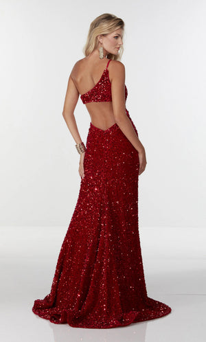 ALYCE PARIS 61180 Red One Shoulder Sequin Dress Alyce Paris 
