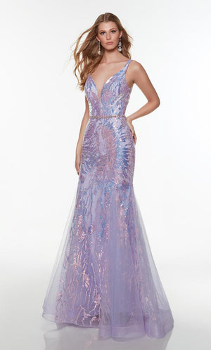 ALYCE PARIS 61241 Light Orchid Sequin Tulle Fit-n-Flare Dress Alyce Paris 