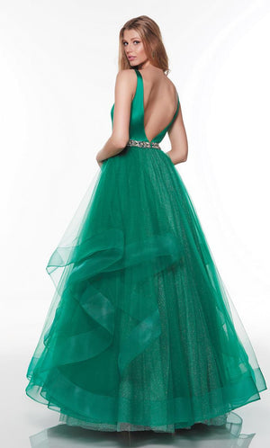 ALYCE PARIS 61284 Satin V-Neckline Layered Tulle Ballgown Alyce Paris 
