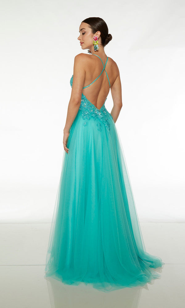 ALYCE Paris 61639 Pool Embroidered Tulle A-Line Dress Alyce Paris 