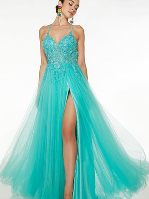 ALYCE Paris 61639 Pool Embroidered Tulle A-Line Dress Alyce Paris 