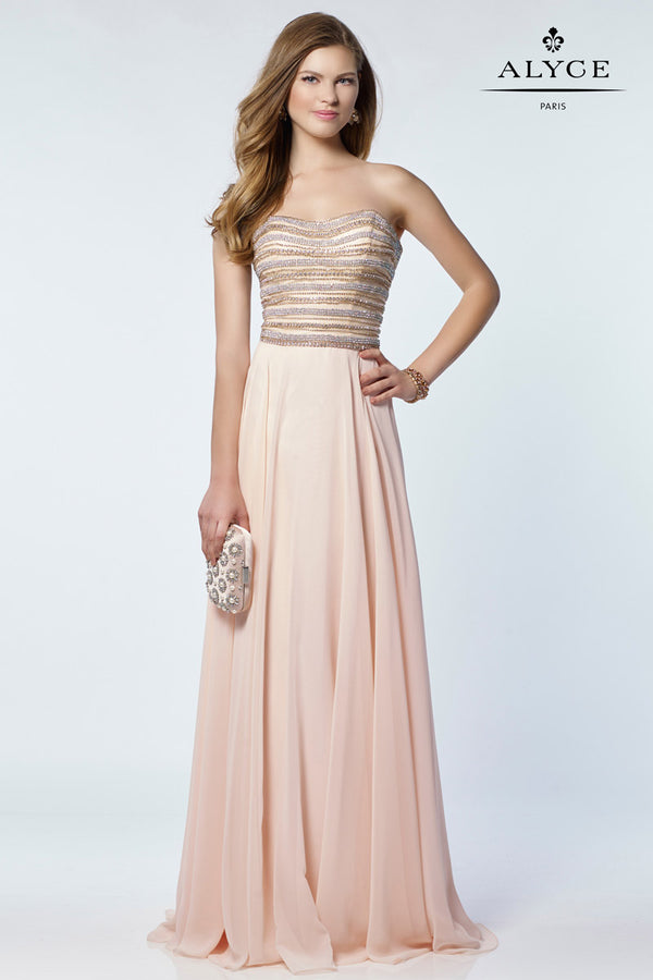 Alyce Paris 6690 Rosewater Beaded Bodice Chiffon A-Line Dress