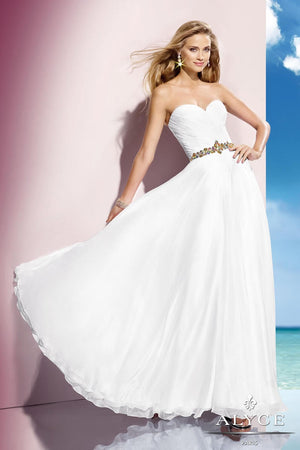 ALYCE Paris 35576 Pool Sweetheart Chiffon A-Line Dress Alyce Paris 