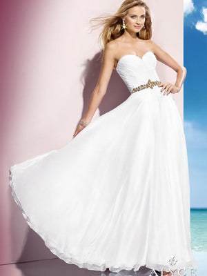 ALYCE Paris 35576 White Sweetheart Chiffon A-Line Dress Alyce Paris 
