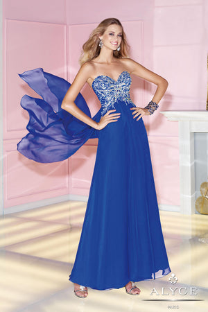 ALYCE Paris 6266 Champagne Sweetheart Chiffon Dress Alyce Paris 