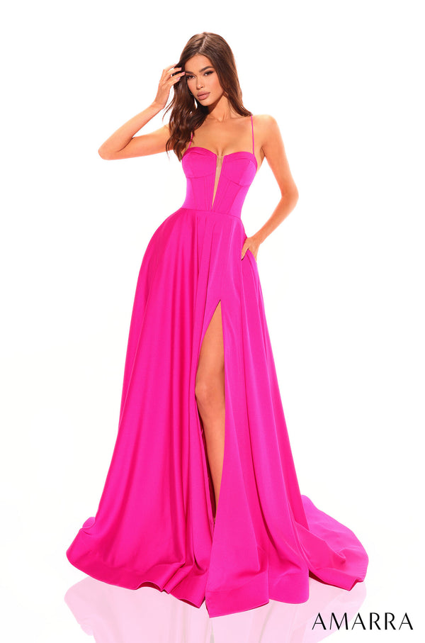 AMARRA 88801 Corset Bodice Satin Dress