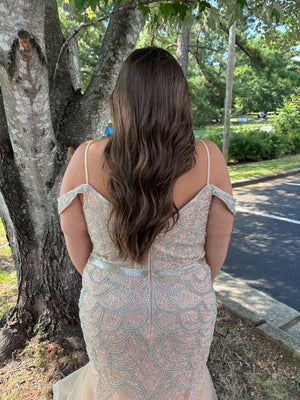 ATHENA PROM 8165 Off the Shoulder Fit-n-Flare Layered Mermaid Dress Athena Prom 