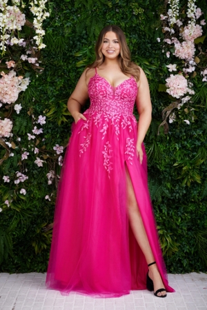 ATHENA PROM 8405 Fuchsia Pink Tulle A-Line Dress Athena Prom 