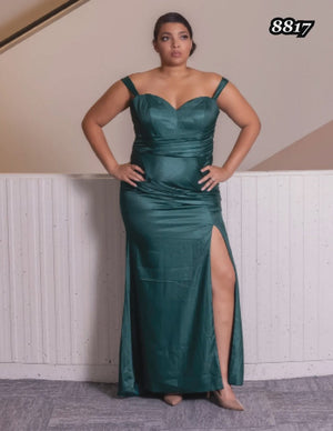 Abby Rose 8817 Shimmer Crepe Sheath Dress with Slit Abby Rose / Athena Prom 