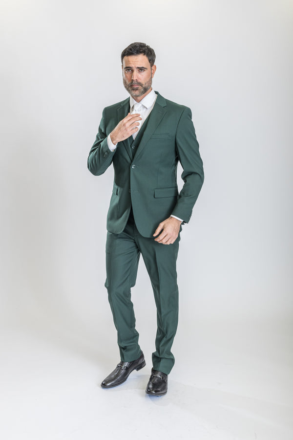 New Caravelli Dark Green 3 Piece Slim Fit Suit with Vest
