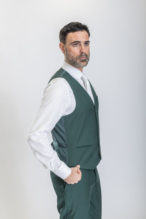 New Caravelli Dark Green 3 Piece Slim Fit Suit with Vest