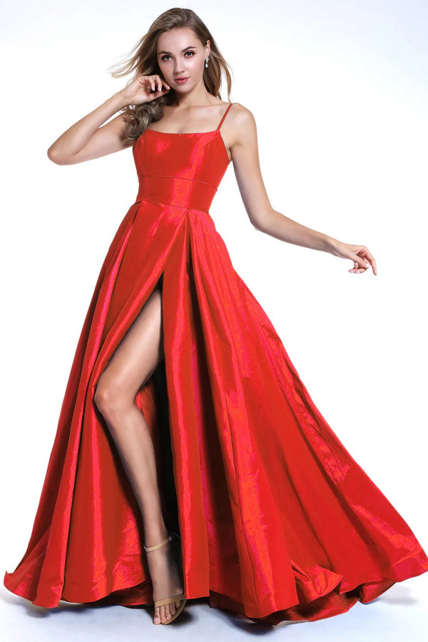 Ava Presley 35738 Red Scoop Neck A-Line Dress