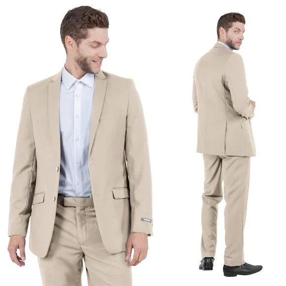 New Azzuro Tan 2 Piece Slim Fit Suit 42 / 36W / LONG New Azzuro Tan 2 Piece Slim Fit Suit 42 / 36W / LONG