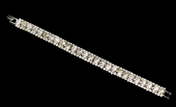Crystal Crystal Silver Bracelet with Rhinestone Edging