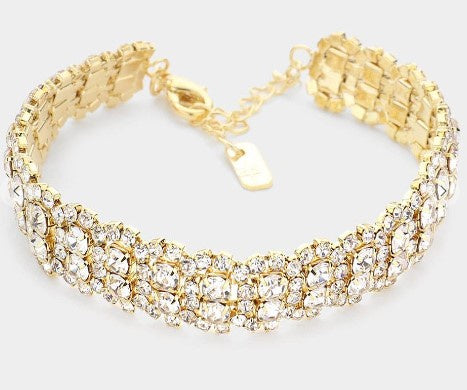 Crystal Rhinestone Bubble Stone Gold Bracelet