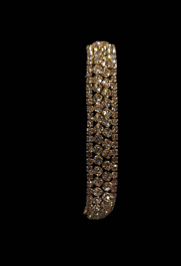 Clear Crystal Bubble Rhinestone Stone Gold Clasp Bracelet