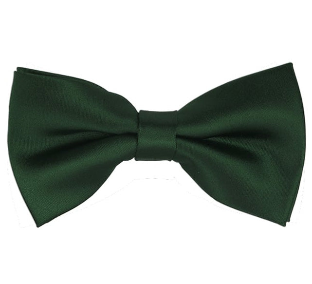 New Solid Satin Pretied Bow Ties - Forest Green