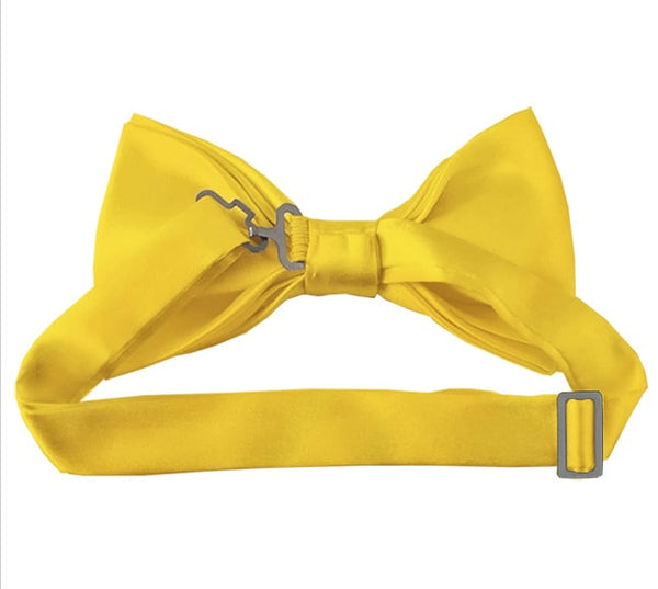 New Solid Satin Pretied Bow Ties - Lemon Yellow