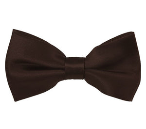 New Solid Satin Pretied Bow Ties - Brown Manzini Neckwear 