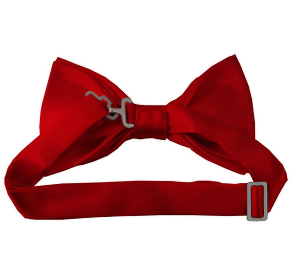 New Solid Satin Pretied Bow Ties - Crimson Red