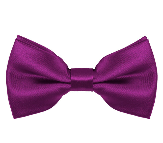 New Solid Satin Pretied Bow Ties - Violet