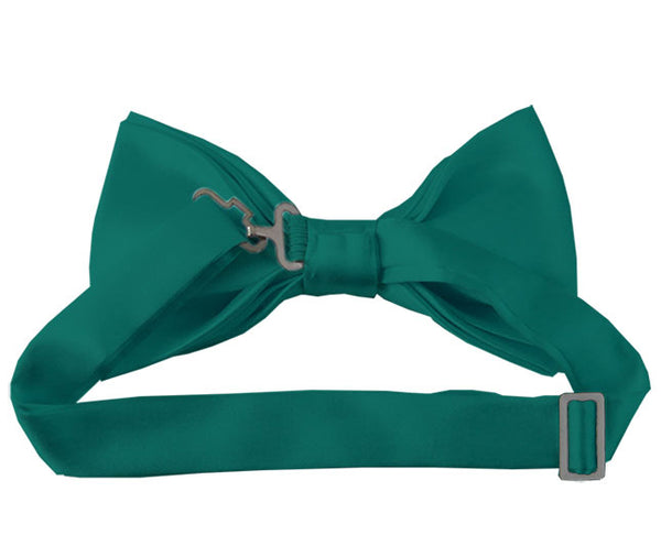 New Solid Satin Pretied Bow Ties - Teal Green