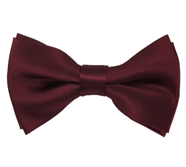 New Solid Satin Pretied Bow Ties - Maroon