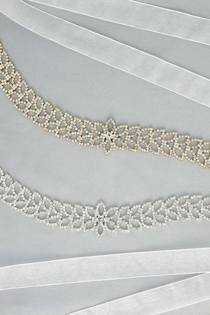 Petal Rhinestone Sash Belt for Wedding or Prom