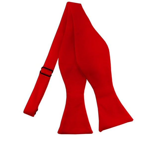 New Red Solid Satin Self Tie Bow Tie