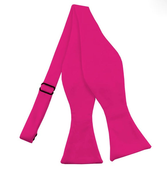 New Fuchsia Solid Satin Self Tie Bow Tie