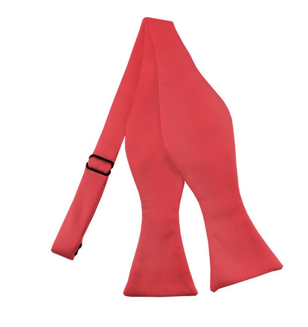 New Coral Rose Solid Satin Self Tie Bow Tie