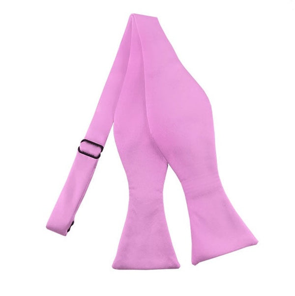 New Pink Solid Satin Self Tie Bow Tie