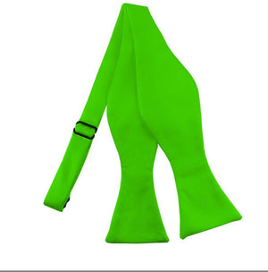 New Hot Lime Solid Satin Self Tie Bow Tie TieOutlet.com 