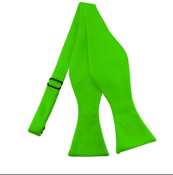 New Hot Lime Solid Satin Self Tie Bow Tie