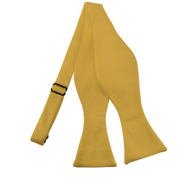 New Honey Gold Solid Satin Self Tie Bow Tie