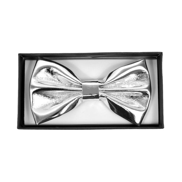Metallic Silver Banded Bow Tie